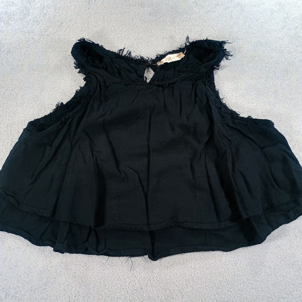 Altar'd State Women OT6313-2-ALT Black‎ S Frayed Tiered Crop Top